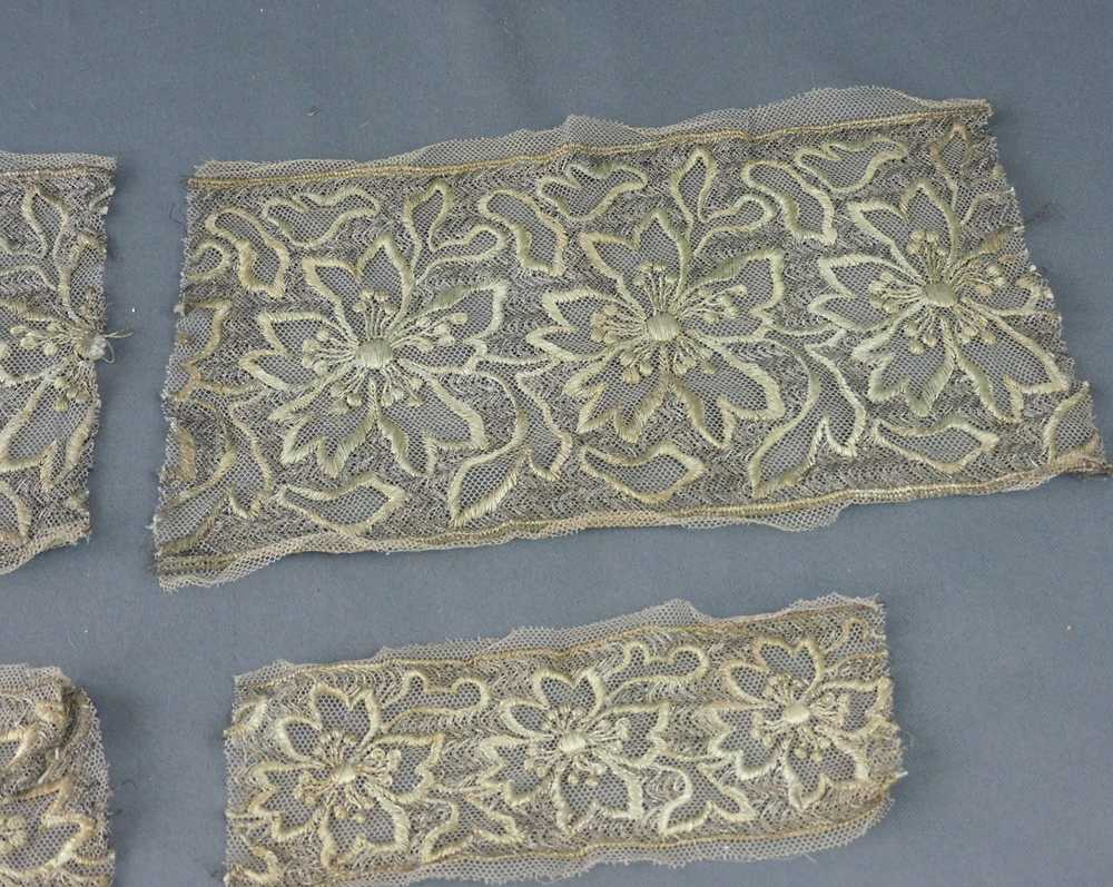 Antique Dress Lace Trim, Metallic Floral Embroide… - image 5