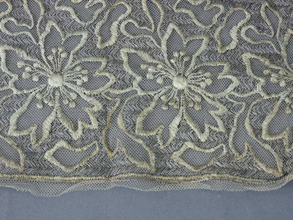 Antique Dress Lace Trim, Metallic Floral Embroide… - image 8