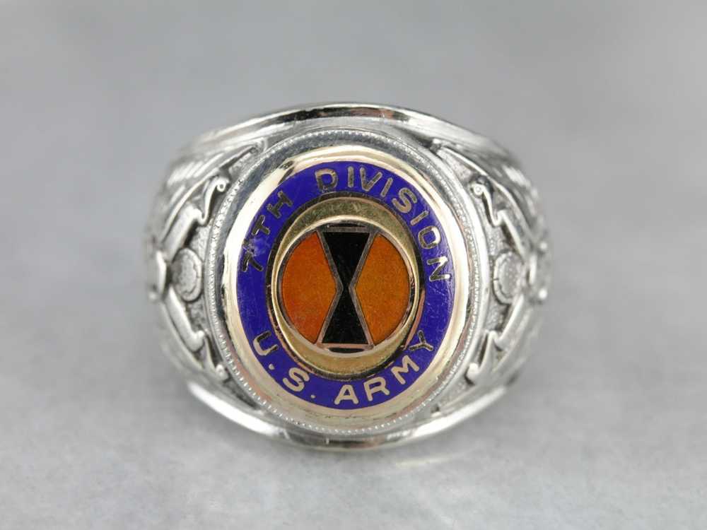 Seventh Division Army Sterling Silver Men's Ring - image 2