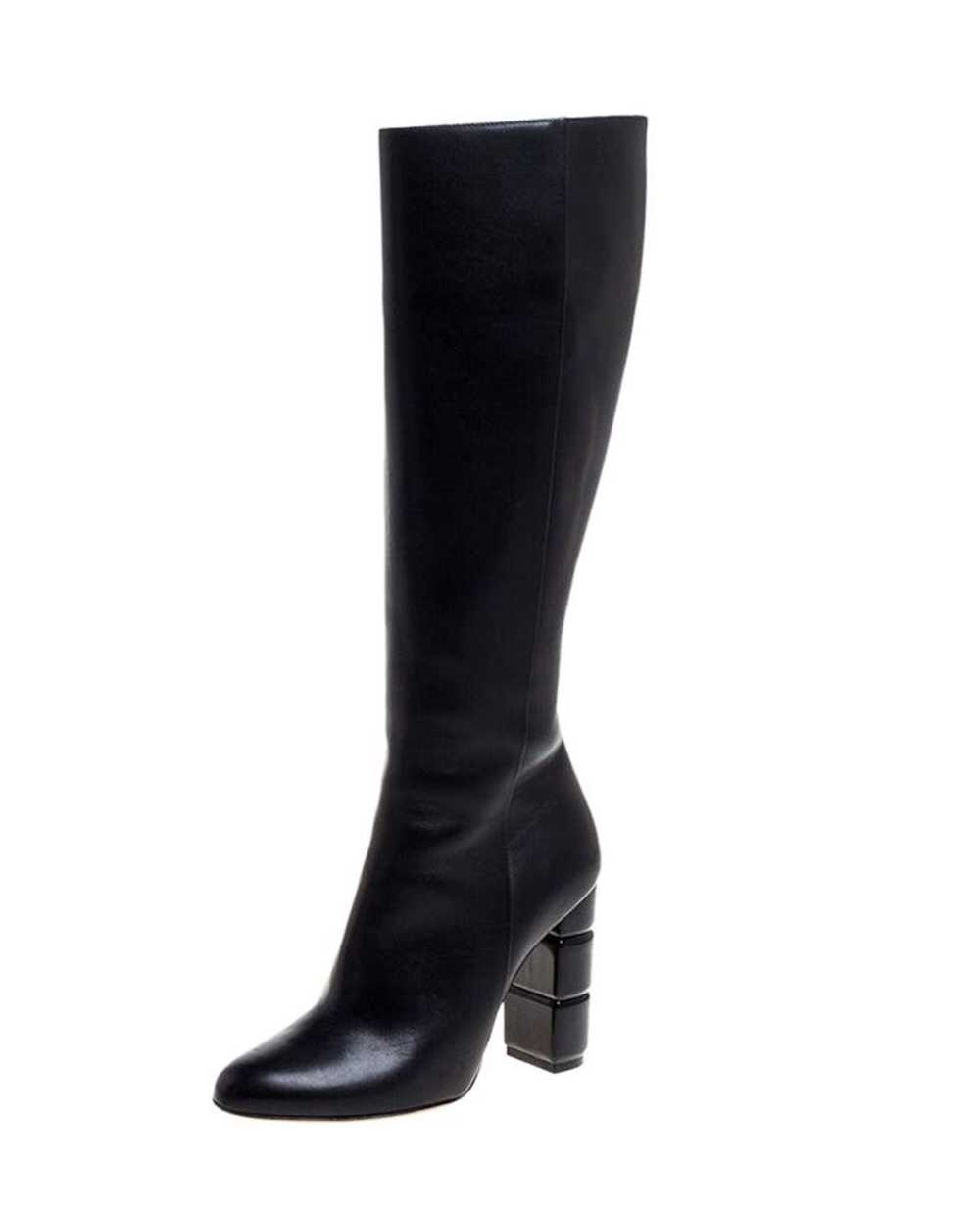 Product Details Black Leather Knee Boots - image 1