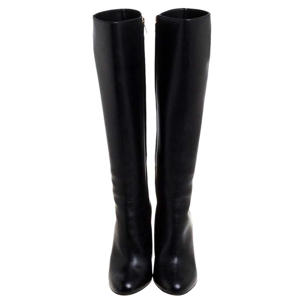 Product Details Black Leather Knee Boots - image 4