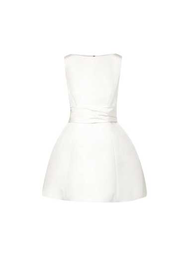 Brandon Maxwell Ivory Silk-Faille Mini Dress