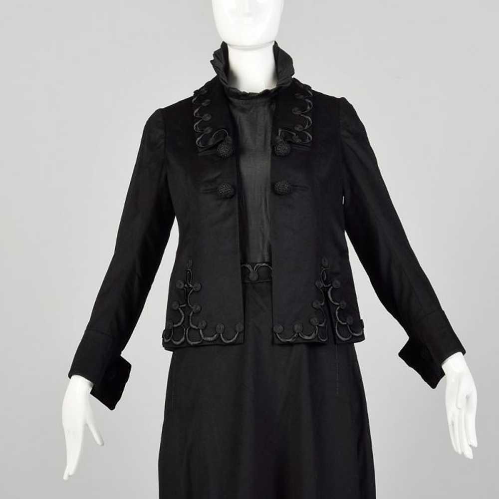 1910s Edwardian Walking Suit Black Wool Cotton Th… - image 4