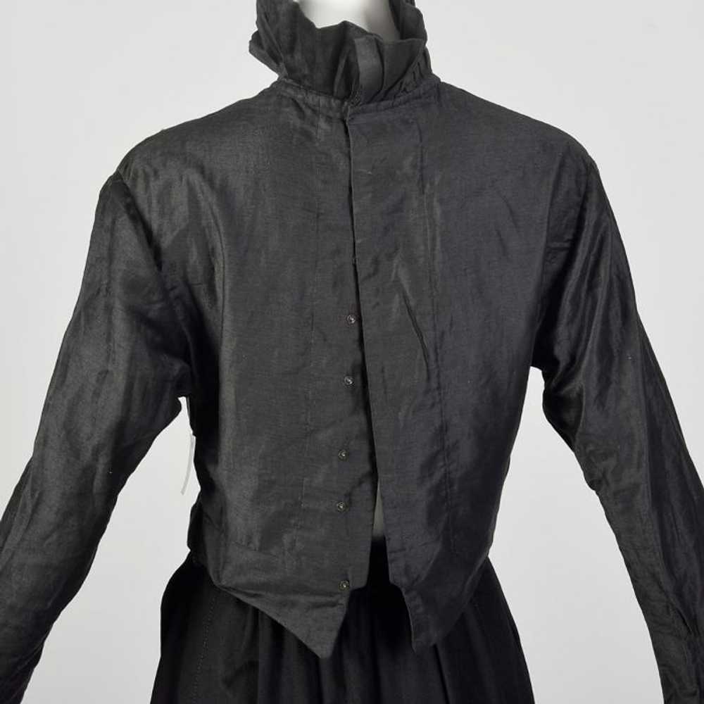 1910s Edwardian Walking Suit Black Wool Cotton Th… - image 6