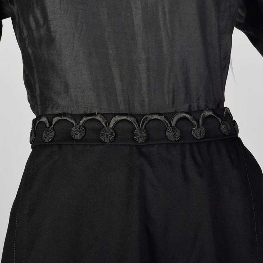 1910s Edwardian Walking Suit Black Wool Cotton Th… - image 8