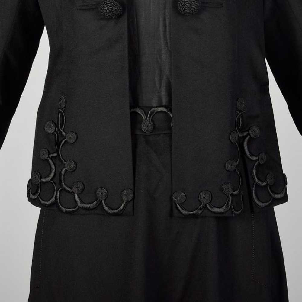 1910s Edwardian Walking Suit Black Wool Cotton Th… - image 9