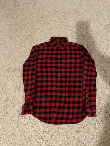 Uniqlo Red and Black Checkered Button Up