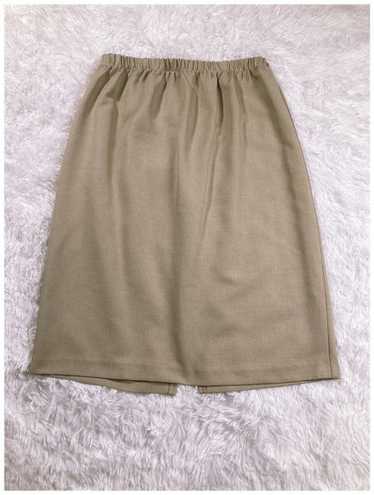 M/ 70’s Beige Polyester Skirt, Khaki Midi Pencil S