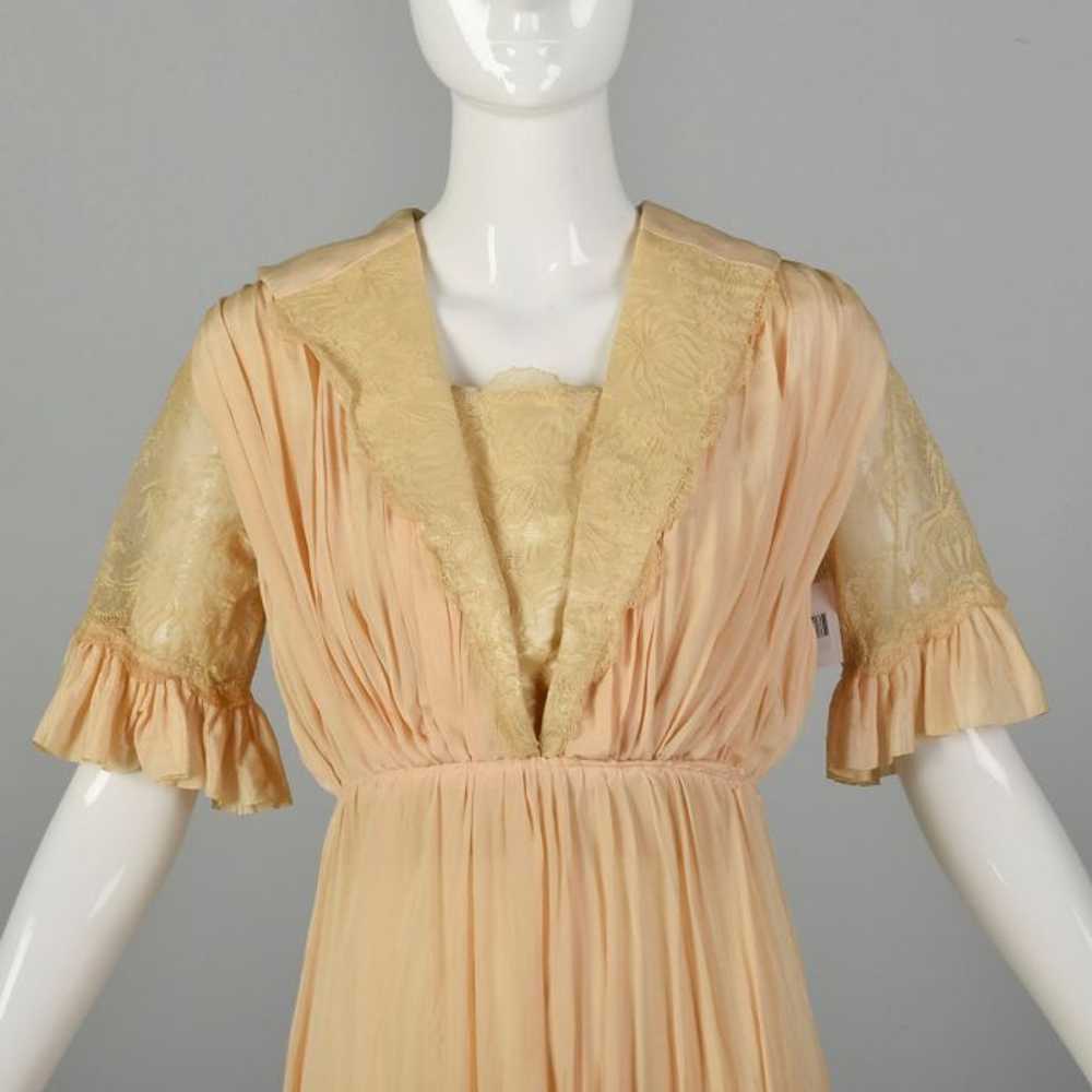 XS 1910s Dress Pink Silk Edwardian Lace Short Sle… - image 6
