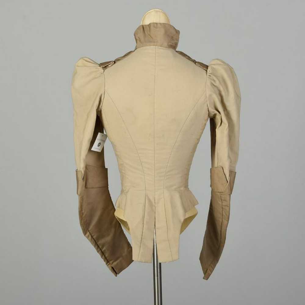 XXS 1800s Victorian Bodice Cotton Jacket Two Tone… - image 2