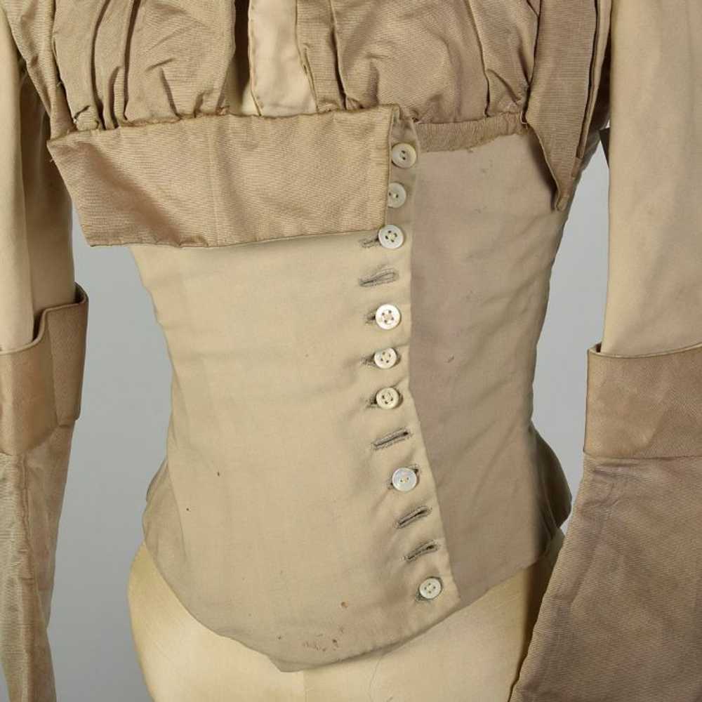 XXS 1800s Victorian Bodice Cotton Jacket Two Tone… - image 7