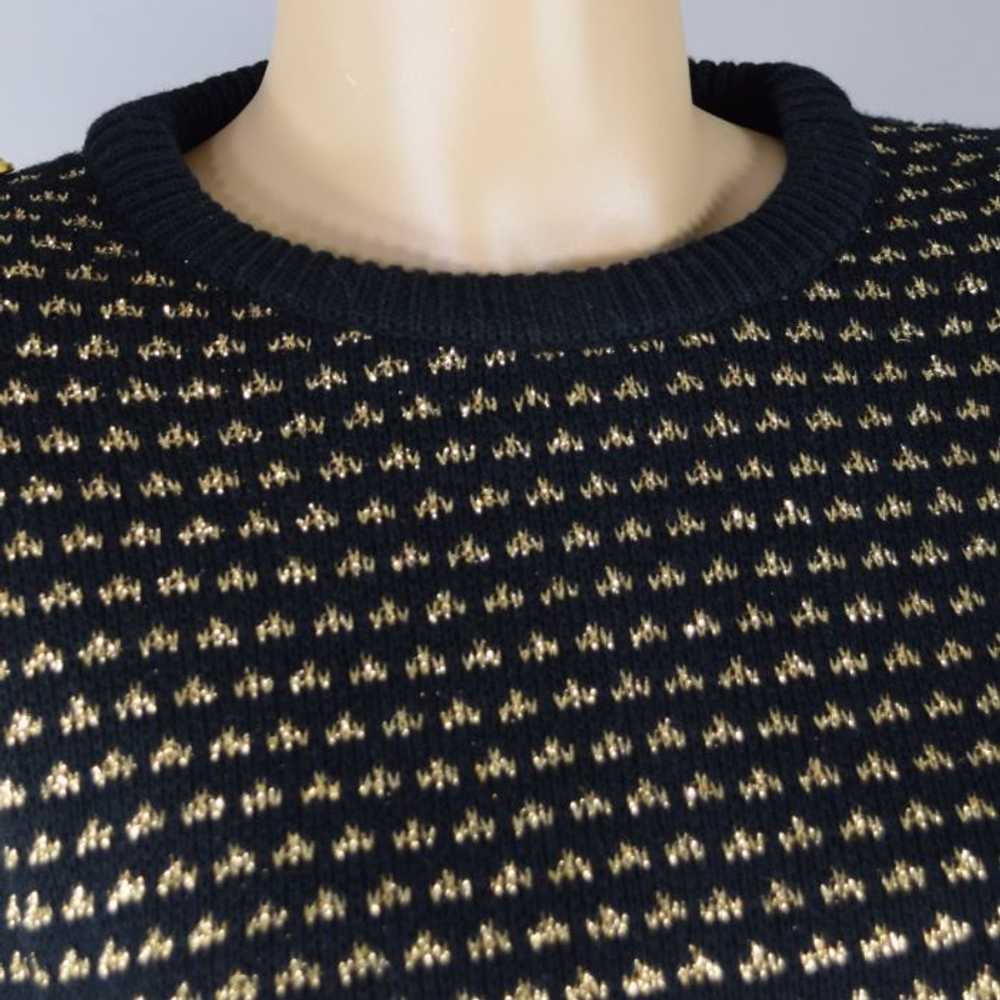 Black & Metallic Gold Slouchy Vintage 90s Knit Sw… - image 12