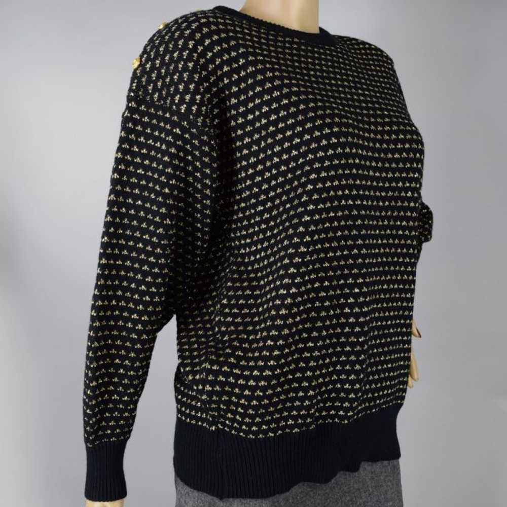 Black & Metallic Gold Slouchy Vintage 90s Knit Sw… - image 2