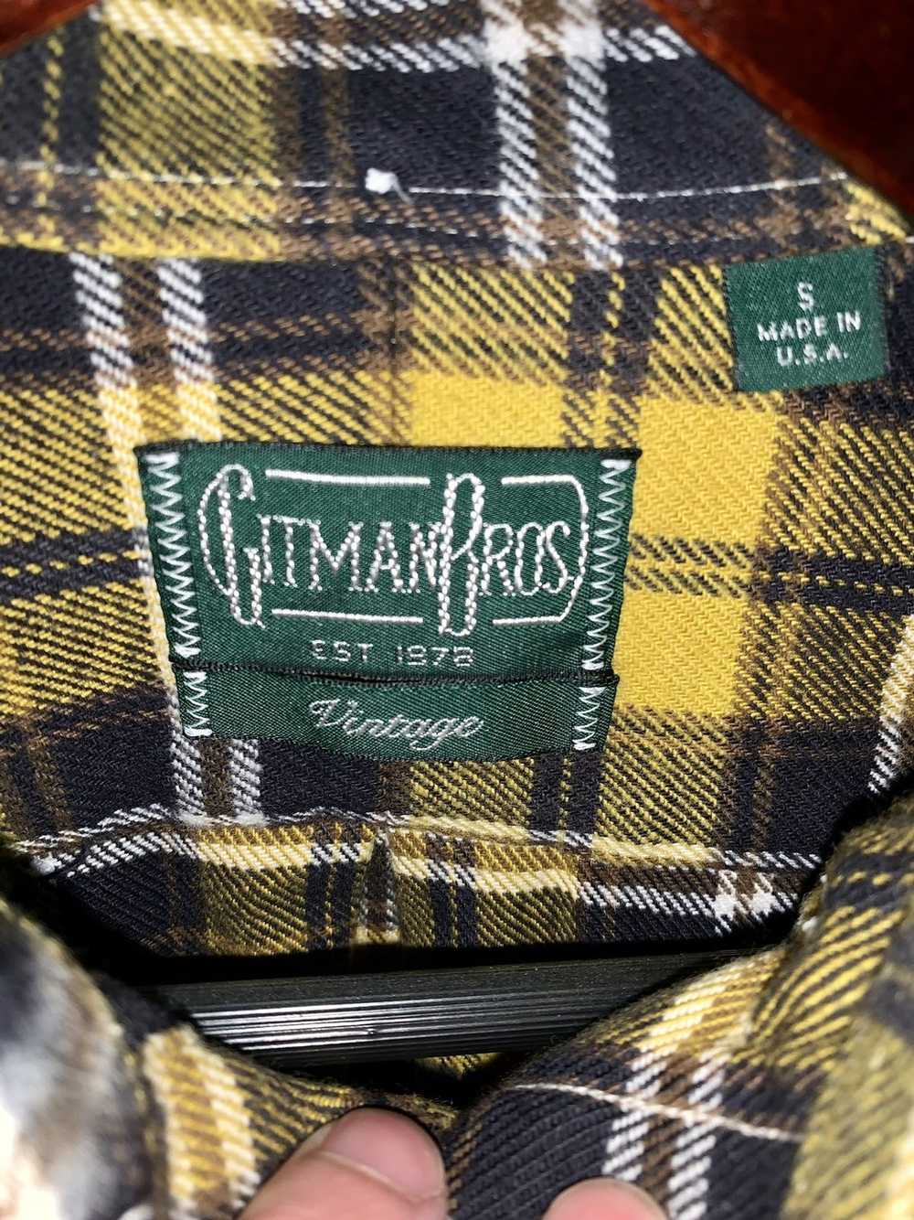 Gitman Bros. Vintage Gitman yellow check cotton t… - image 4