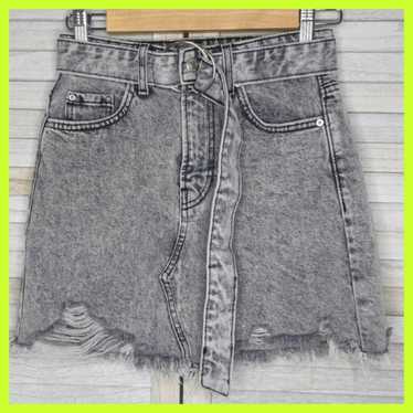 Bershka Bershka Denim Belted Distressed Gray Acid 