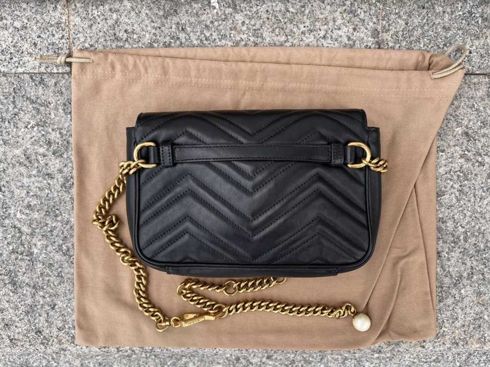 Gucci Matelassé Marmont Pearl Chain Belt Bag - image 3