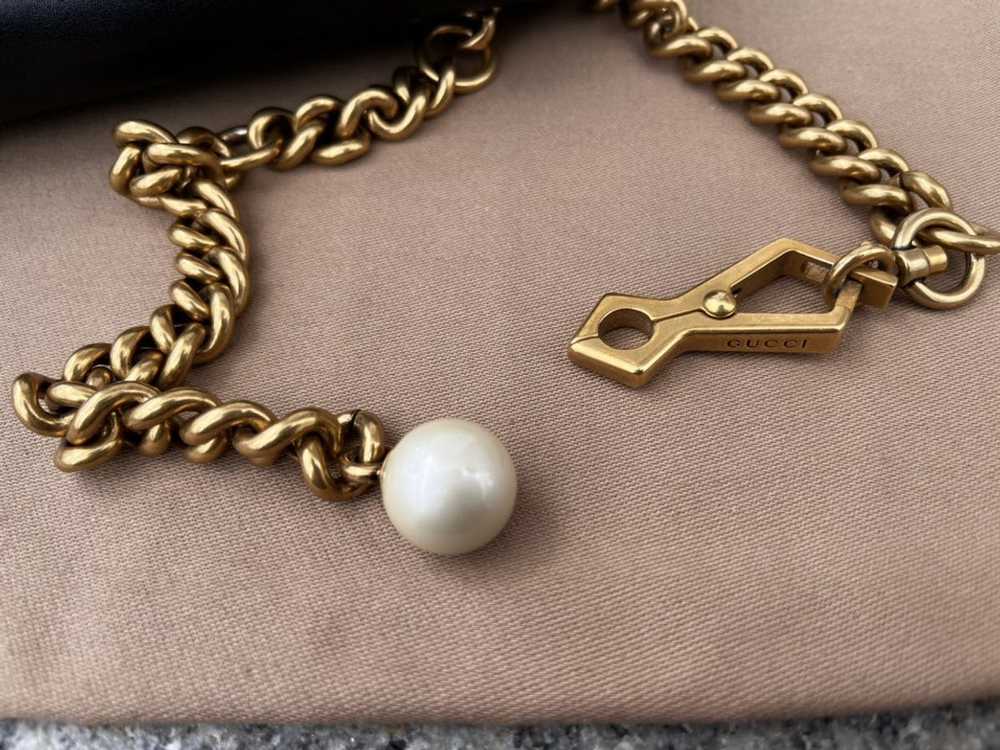 Gucci Matelassé Marmont Pearl Chain Belt Bag - image 5