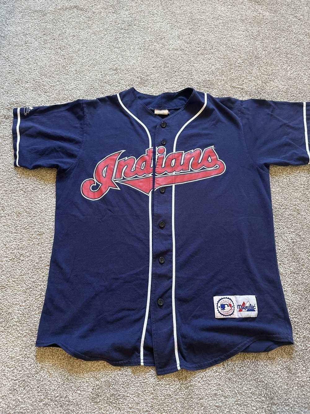 VINTAGE 90S CLEVELAND INDIANS SEWN MAJESTIC JERSEY YOUTH KIDS