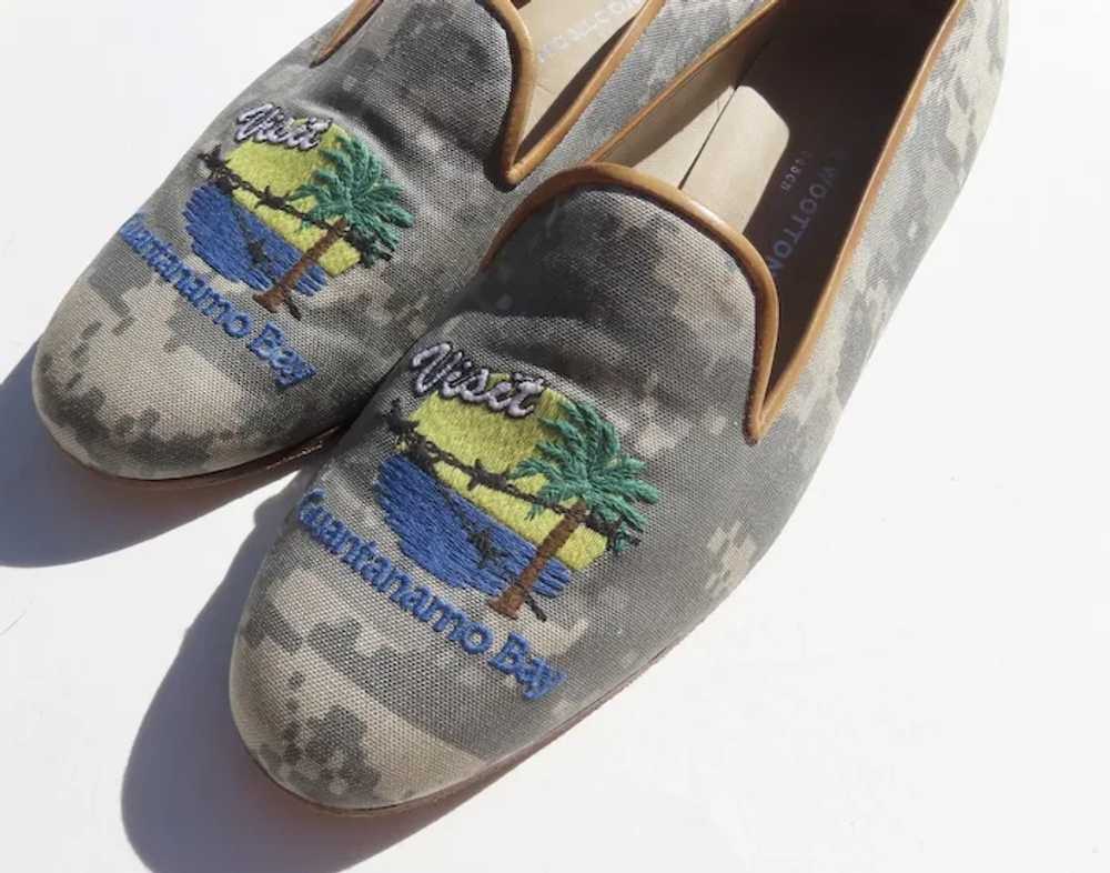 Vintage Stubbs & Wootton Fabric Shoes Men's with … - image 3