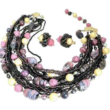 Vintage Exceptional Vendome Art Glass Beads Neckl… - image 1