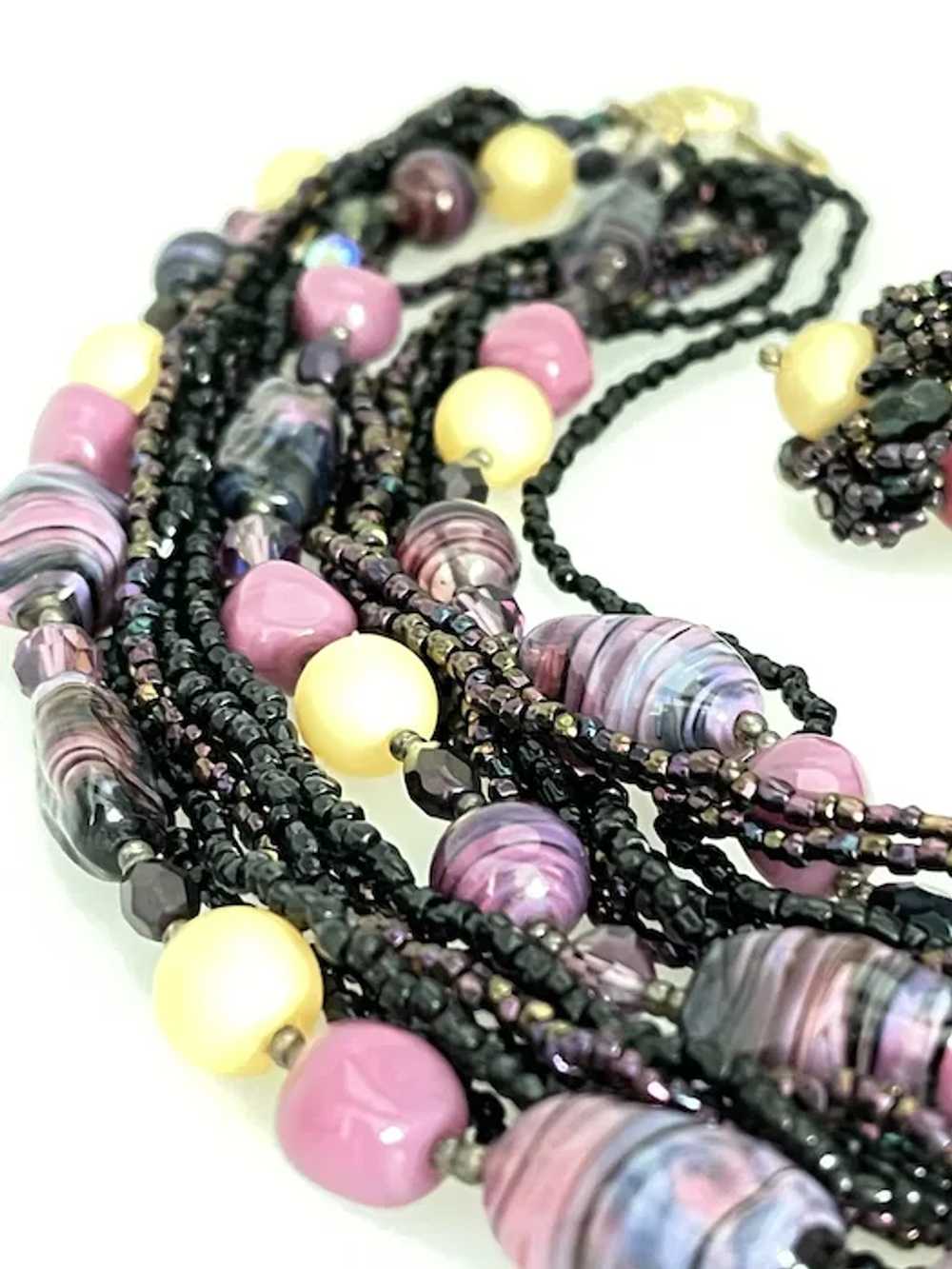 Vintage Exceptional Vendome Art Glass Beads Neckl… - image 3