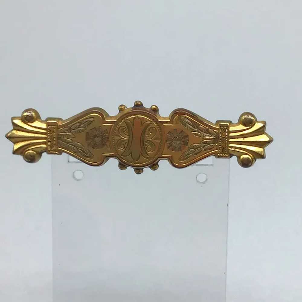 Victorian Gold Filled Bar Brooch Antique Jewelry … - image 2