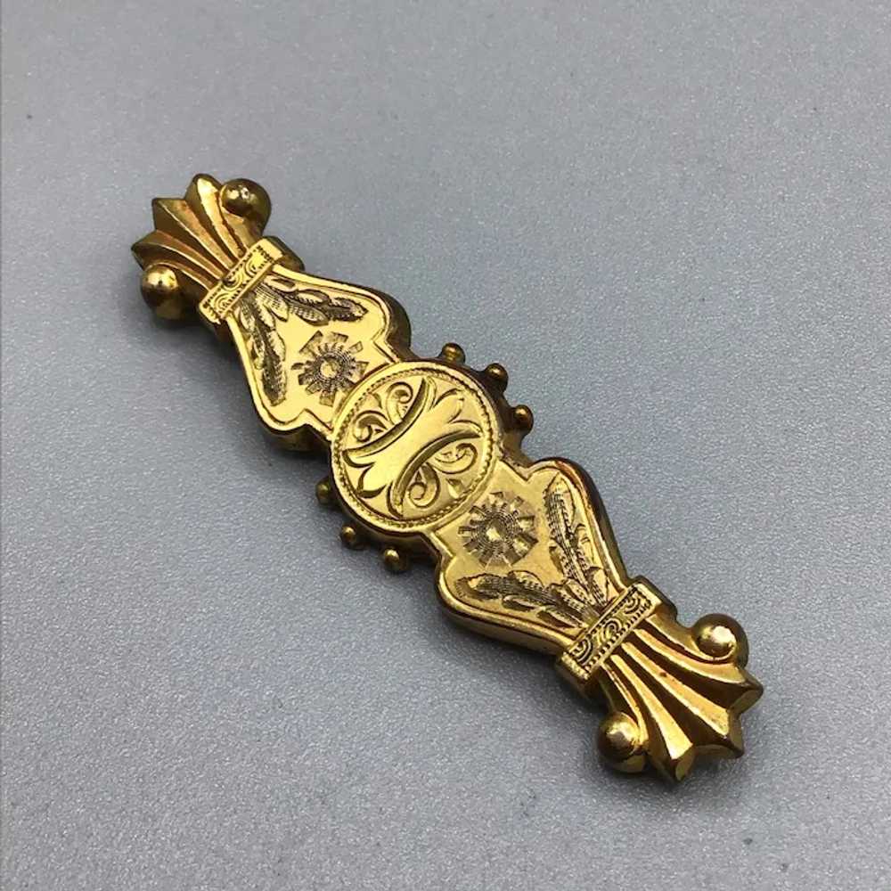 Victorian Gold Filled Bar Brooch Antique Jewelry … - image 3