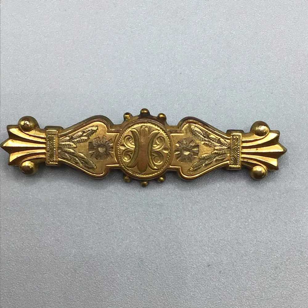 Victorian Gold Filled Bar Brooch Antique Jewelry … - image 4