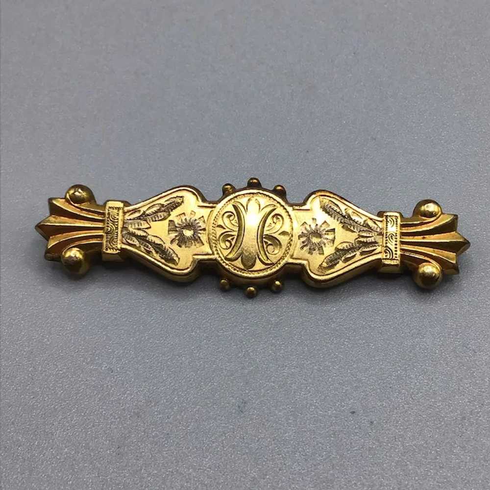 Victorian Gold Filled Bar Brooch Antique Jewelry … - image 5