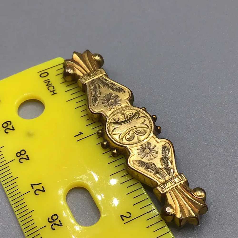 Victorian Gold Filled Bar Brooch Antique Jewelry … - image 9