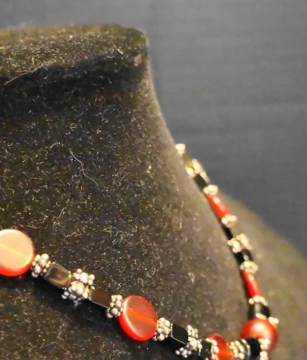 Black Red Glass Beads Necklace Toggle Clasp - image 6