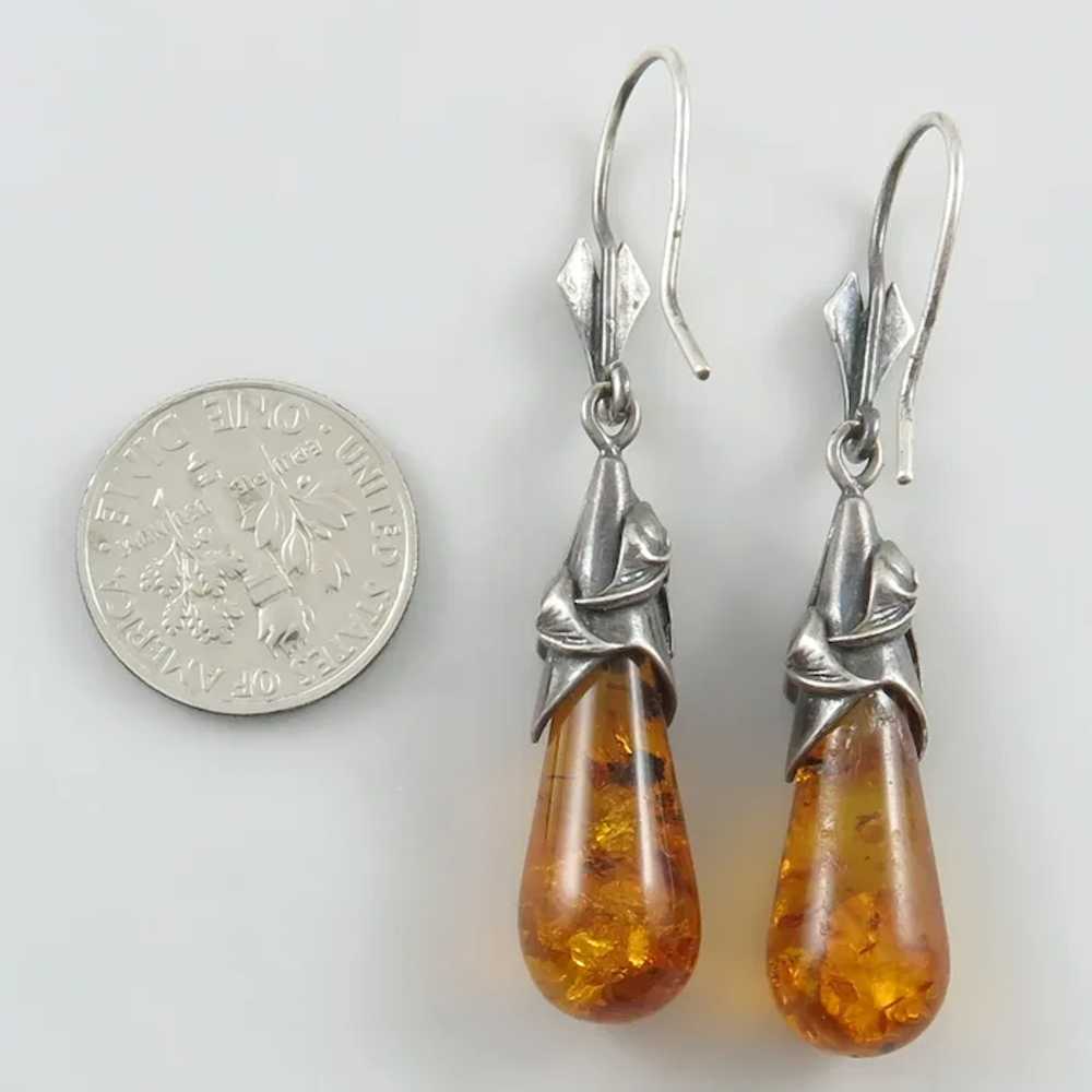 Mid Century Baltic Amber and Sterling Silver Tear… - image 5