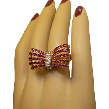 Fine Quality Retro Solid 18kt Rose Gold Bow Motif… - image 1