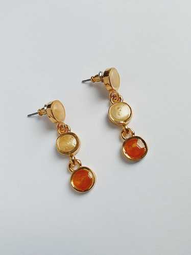 Vintage Gold Plated Drop Earrings with Copper & B… - image 1