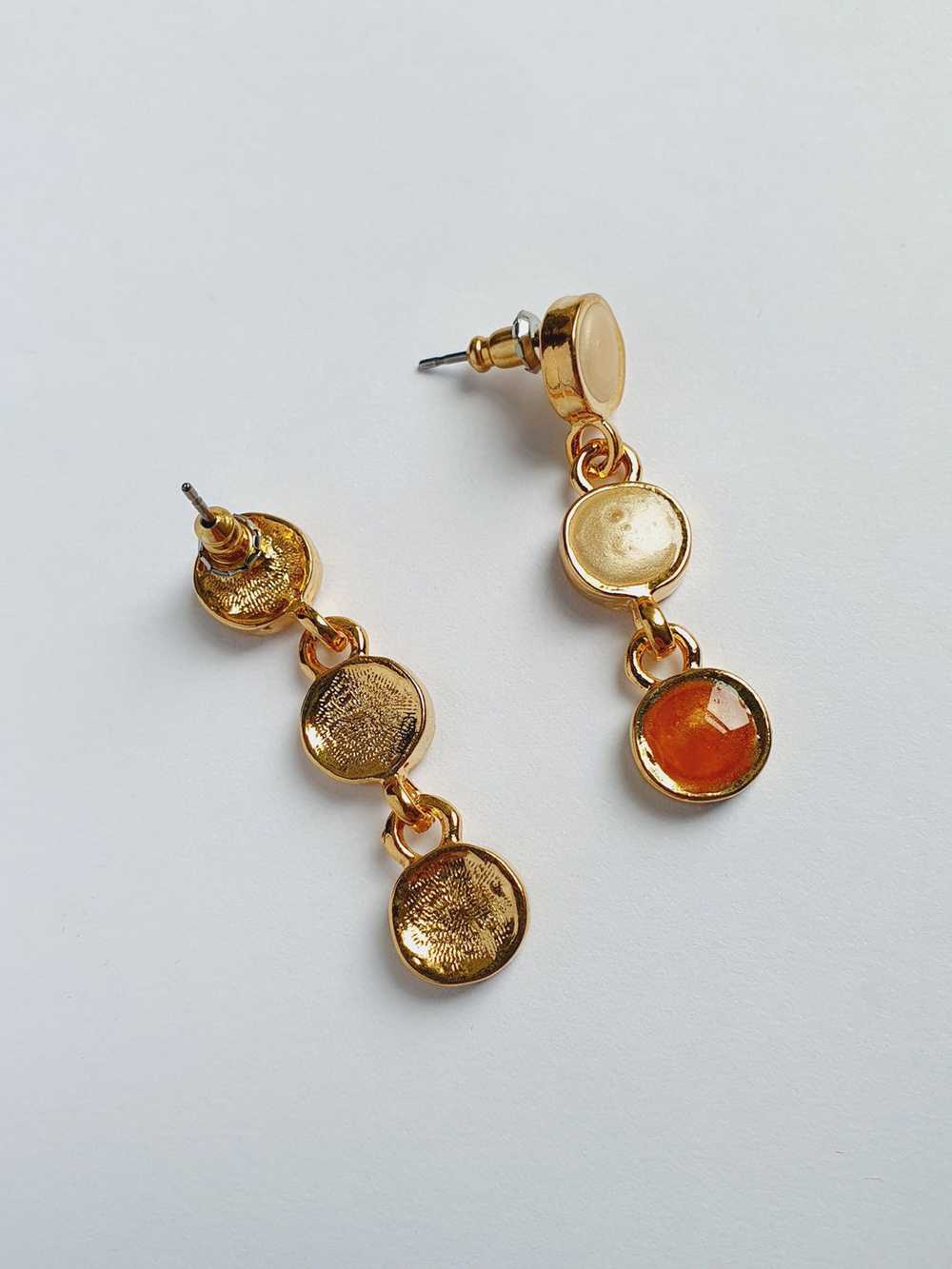 Vintage Gold Plated Drop Earrings with Copper & B… - image 3