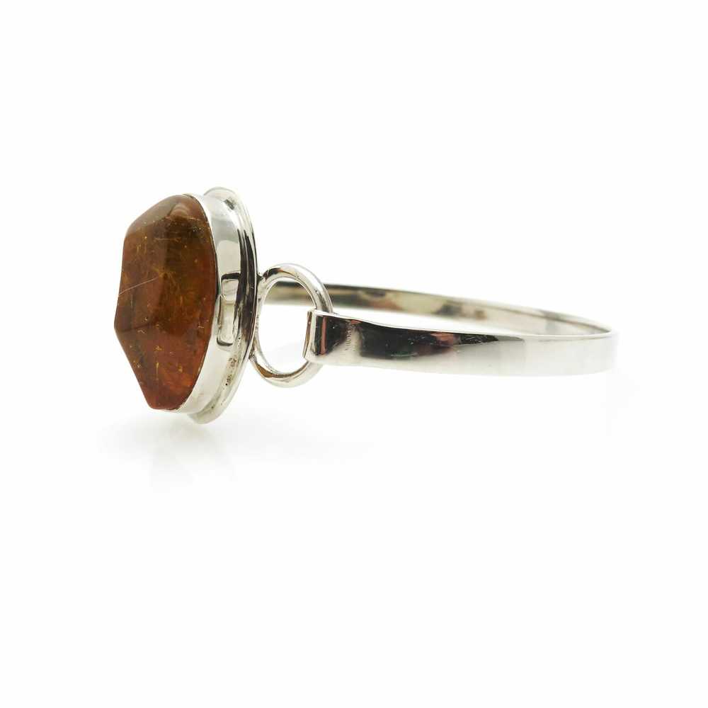 Minimalist Sterling Silver Amber Cuff Bracelet - image 2