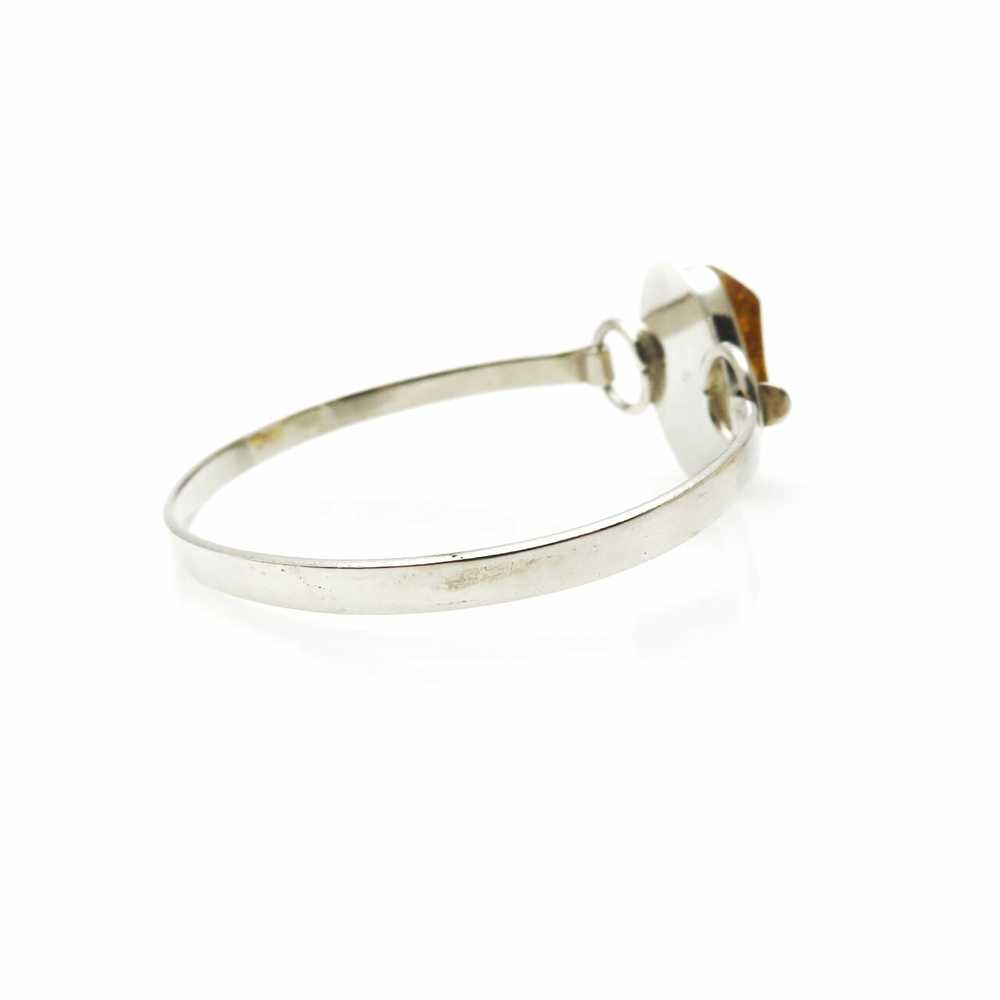 Minimalist Sterling Silver Amber Cuff Bracelet - image 3