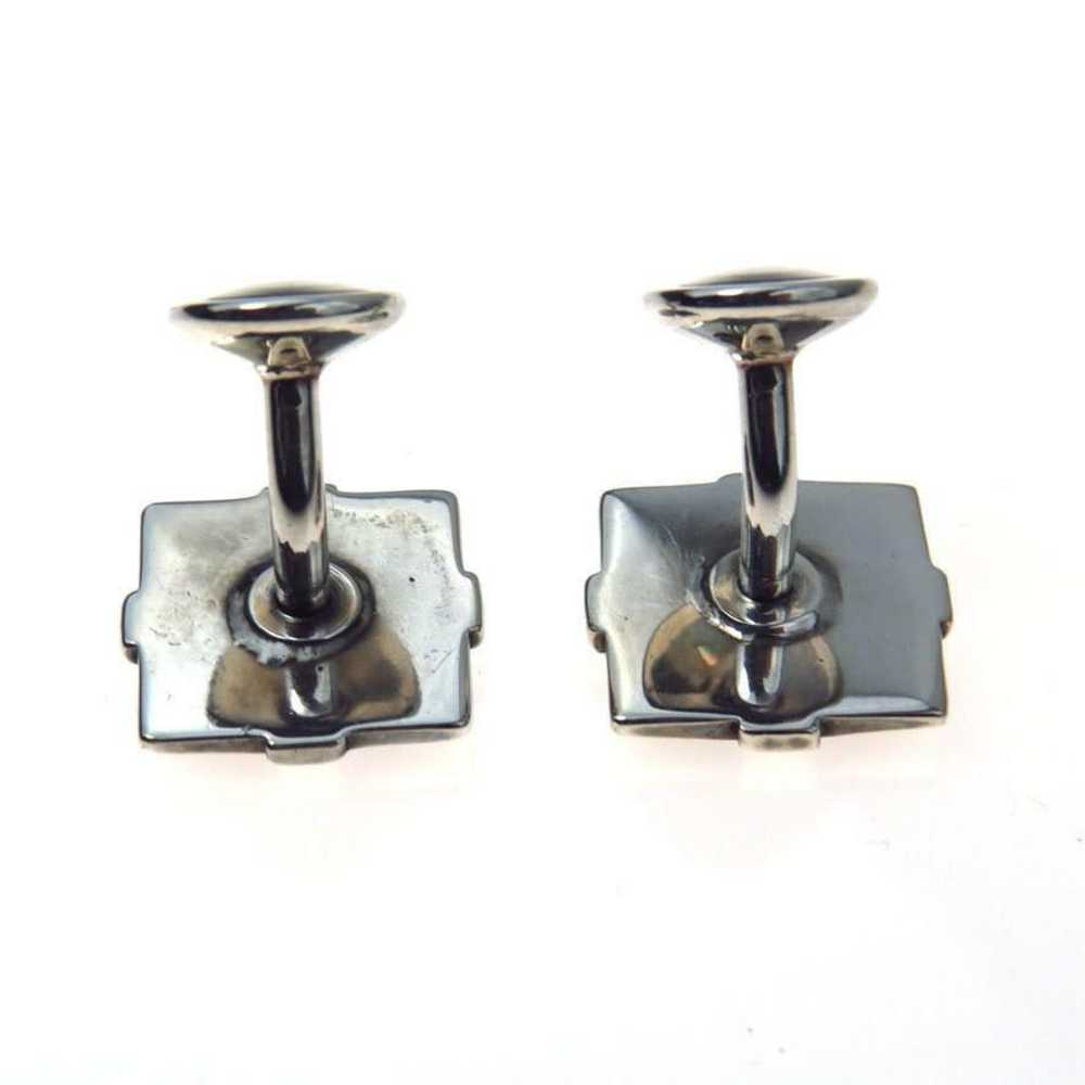 Silver Tone Black Onyx Modernist Cufflinks - image 3