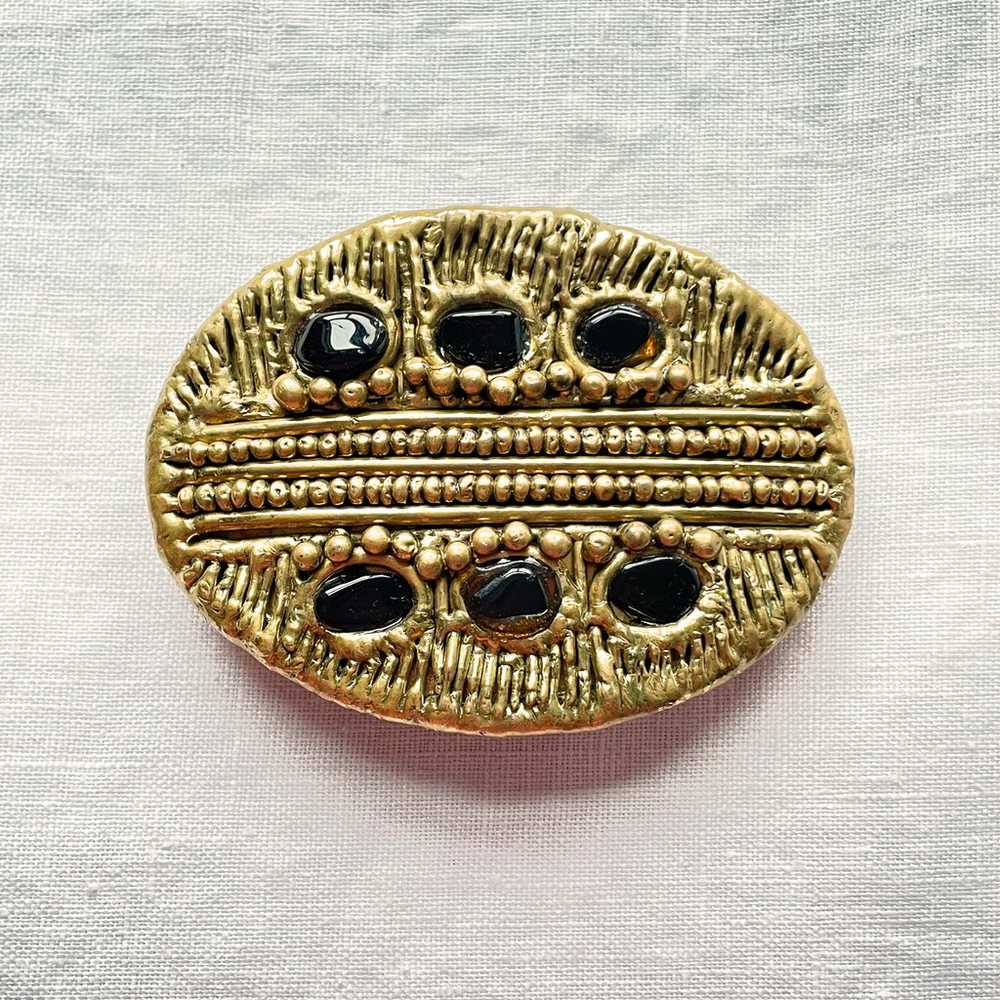 Vintage 70s Brutalist Belt Buckle Abstract Modernist… Gem