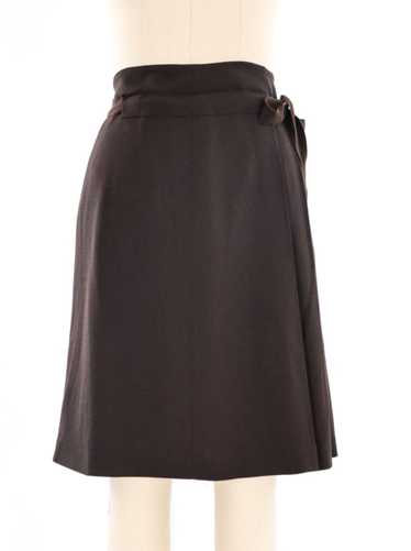 Salvatore Ferragamo Chocolate Wool Pleated Skirt