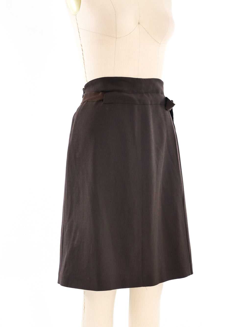 Salvatore Ferragamo Chocolate Wool Pleated Skirt - image 3
