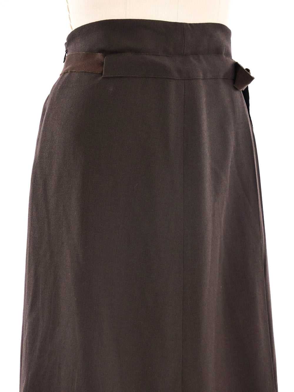 Salvatore Ferragamo Chocolate Wool Pleated Skirt - image 4