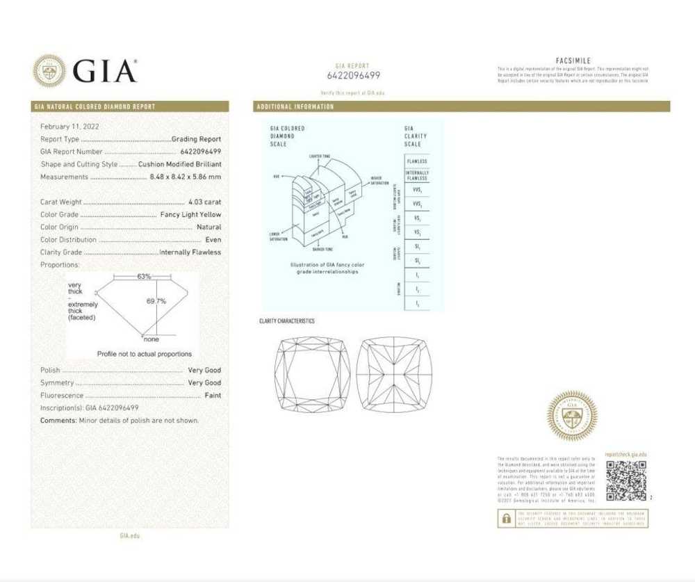 Product Details 8ct Fancy Light Yellow GIA Diamon… - image 4
