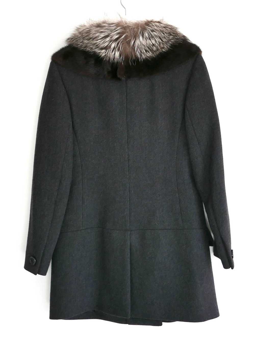 Prada Black Double Breasted Wool Coat with Fox & … - image 7