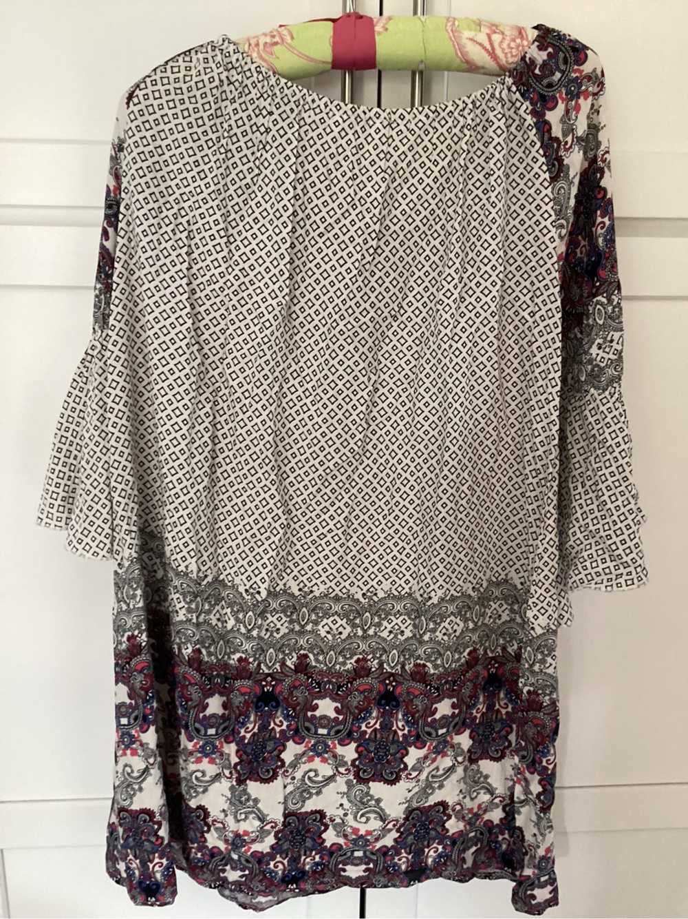 UMGEE Mix Print Boho Dress Sz S Bell 3/4 Sleeve T… - image 5