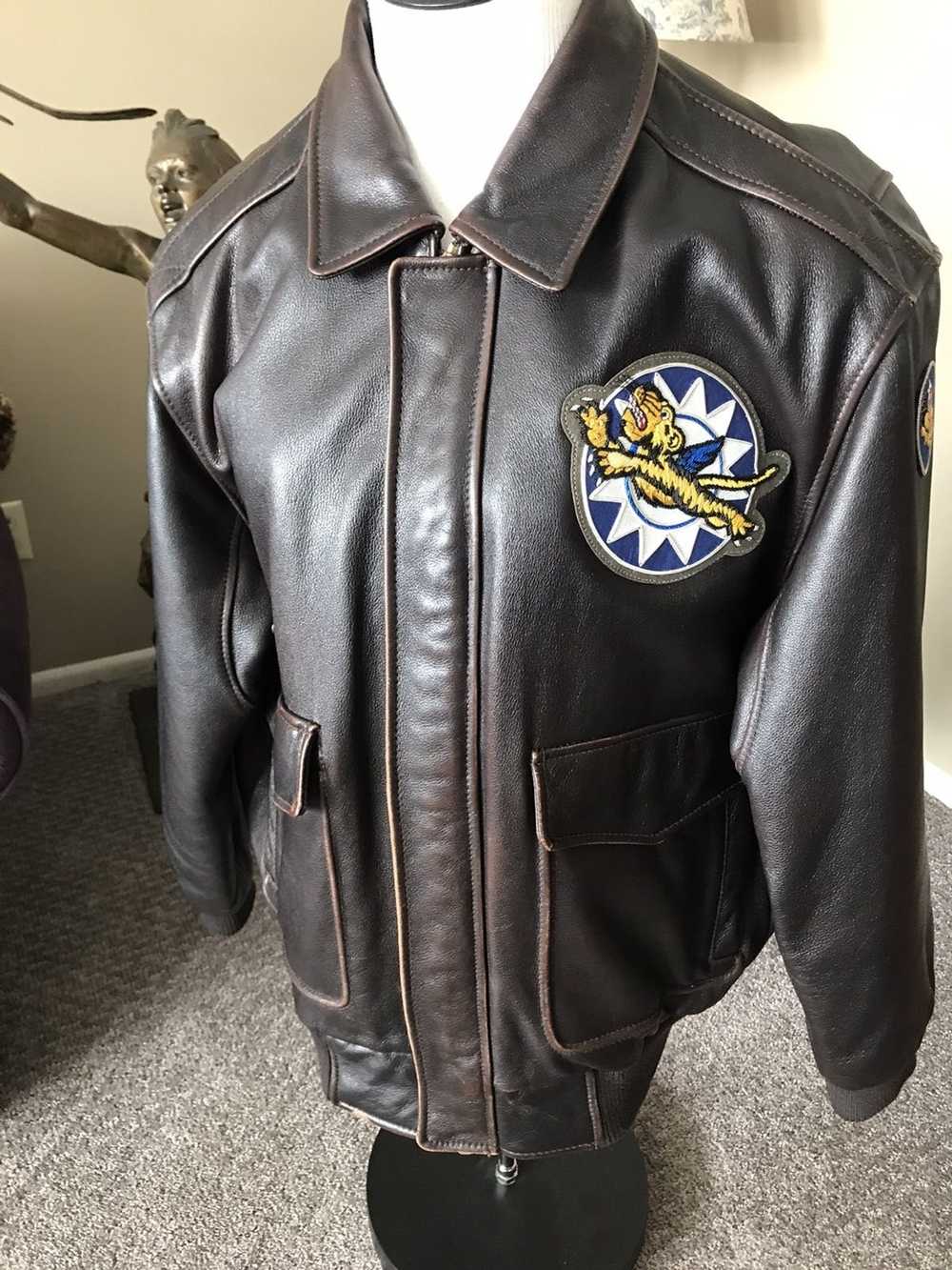 Vintage Leather Jacket Flying Tigers Bomber Coat - Gem