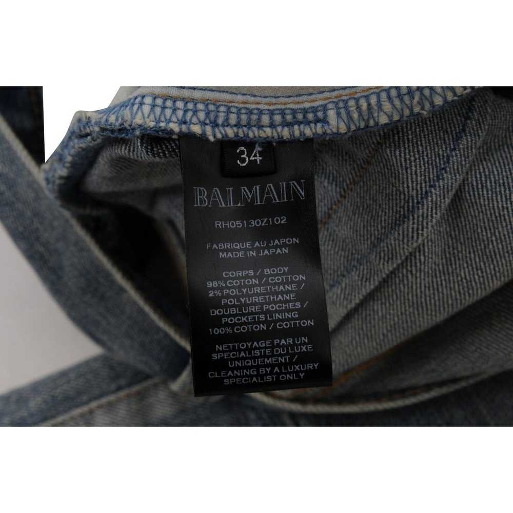 Balmain Light Wash Indigo Blue Distressed Biker J… - image 12