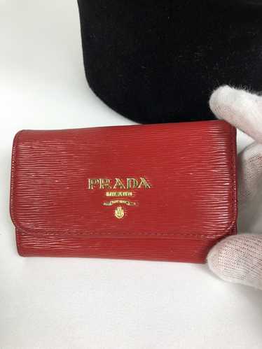 Auth PRADA Bordeaux Saffiano Leather Bauletto Bag Lock Key Preloved Very  Good