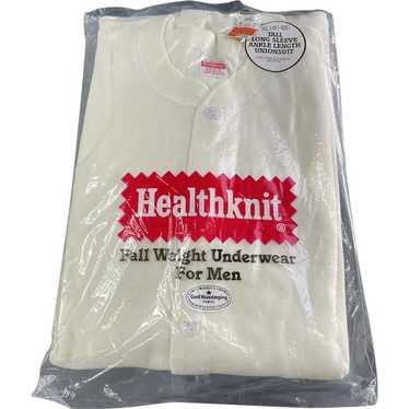 Vintage 1970s Health Knit Cotton Union Suit, XL T… - image 1