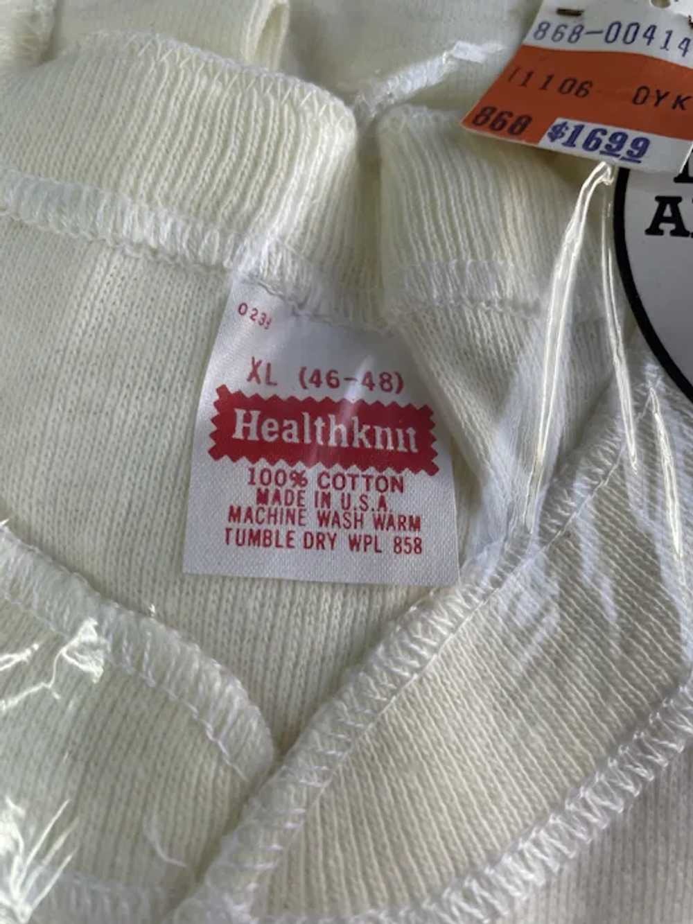 Vintage 1970s Health Knit Cotton Union Suit, XL T… - image 3